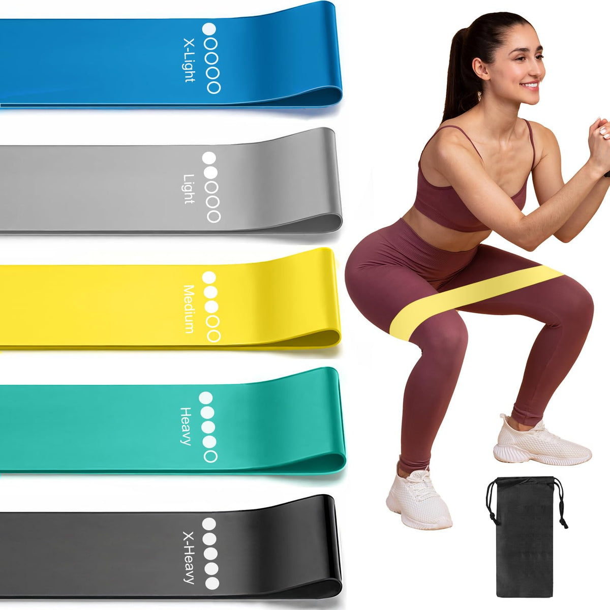 Resistance Loop Bands – 5-pakning Treningsstrikker med Ulike Motstandsnivåer